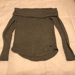 Hollister grey over the shoulder sweater